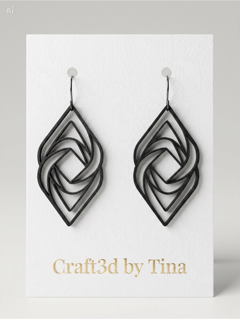 Black Geometric Teardrop Earrings